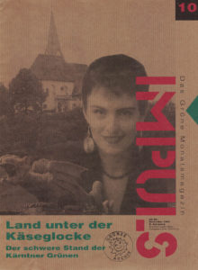 auf dem Titelbild: Karin Prucha, die Spitzenkandidatin der Kärntner Grünen für die Landtagswahl 1994.