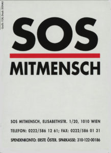 SOS Mitmensch Aufkleber. In: Konvolut von Werbe- und Informationsmaterial zum Lichtermeer. Wienbibliothek, Druckschriftensammlung, C-220652