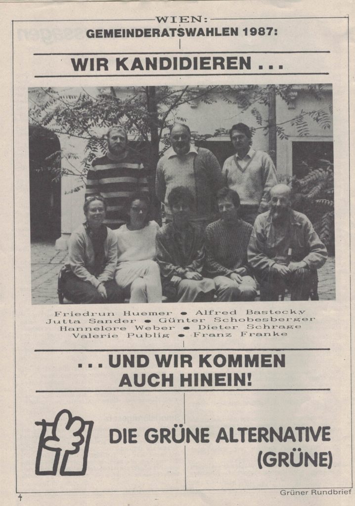 Friedrun Huemer, Alfred Bastecky, Jutta Sander, Günter Schobesberger, Hannelore Weber, Dieter Schrage, Valerie Publig und Franz Franke (1987)