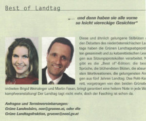 Brigid Weinzinger und Martin Fasan boten im Jahr 2003 ein "best of Landtag".
