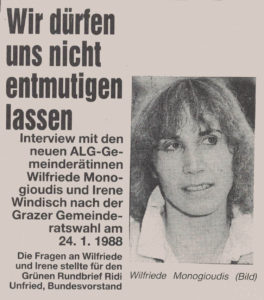 Wilfriede Monogioudis und Irene Windisch im Gespräch.