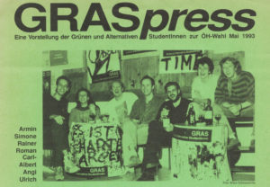 Vorstellung der Grünen und Alternativen StudentInnen (GRAS) zur ÖH-Wahl 1993.